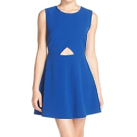 CHELSEA28 Cutout Fit & Flare Dress Royal Blue Sleeveless Mini Party Wedding M - Picture 1 of 9